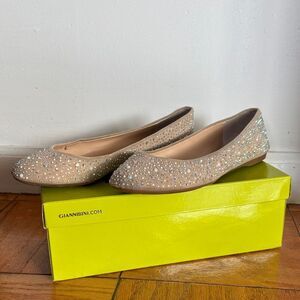 Gianni Bini Beige Rhinestone Flats